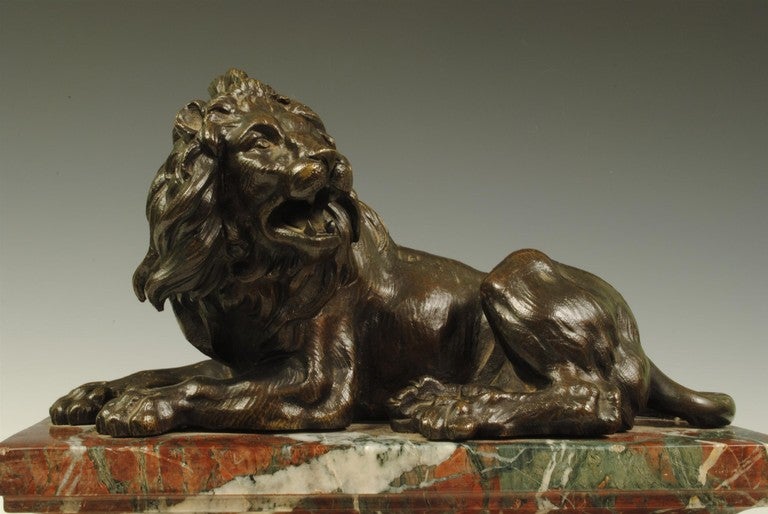 A fine pair of French bronze lions at 1stdibs